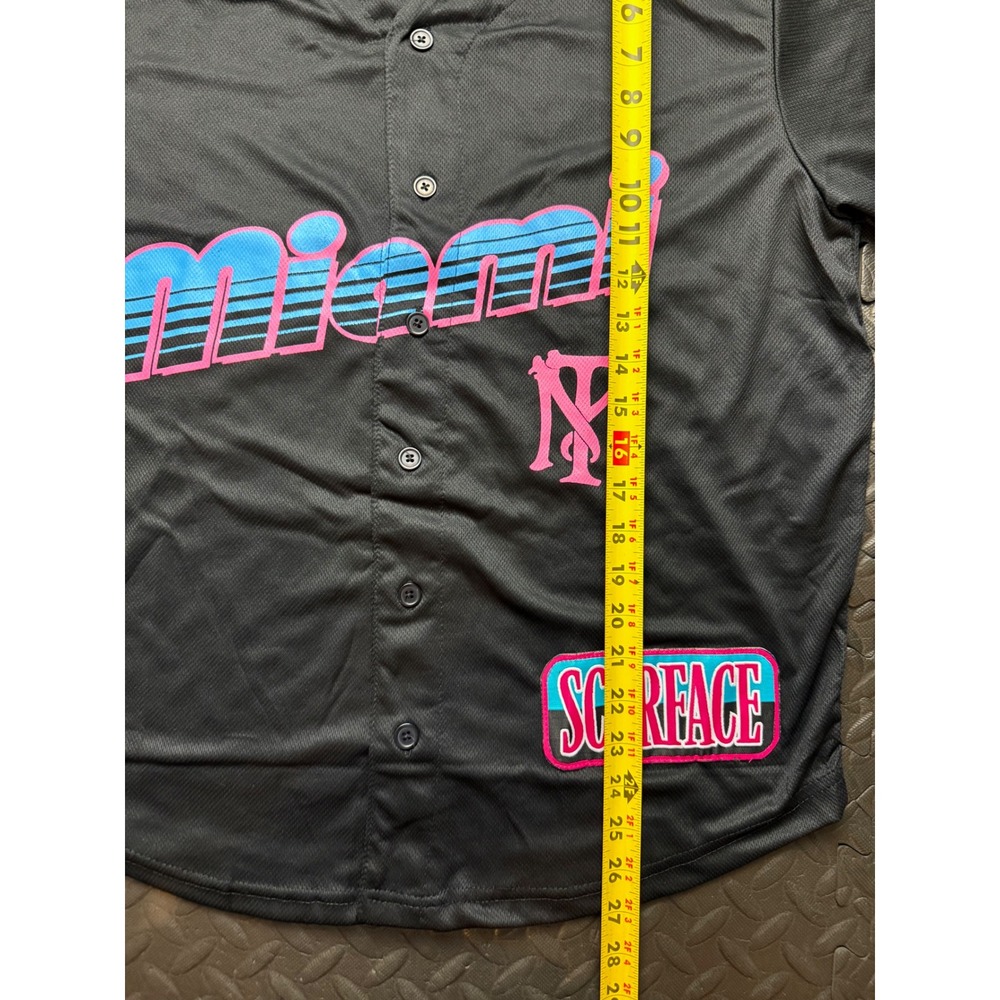 Scarface Tony Montana 83 Miami Baseball Jersey Black Pink Blue Ripple Junction M - Picture 7 of 8